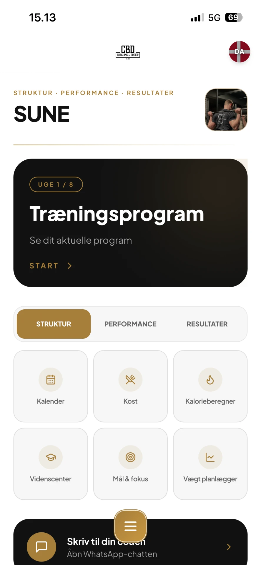 Klientens overblik i coaching-appen